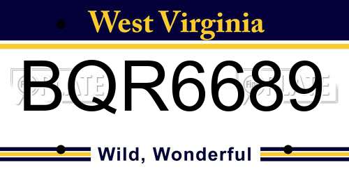 BQR6689 West Virginia License Plate