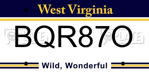 BQR87O West Virginia License Plate
