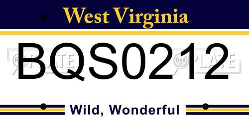 BQS0212 West Virginia License Plate