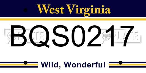 BQS0217 West Virginia License Plate
