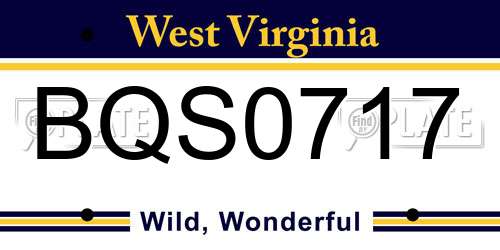BQS0717 West Virginia License Plate