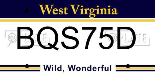 BQS75D West Virginia License Plate
