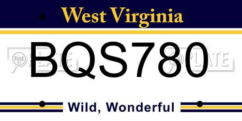 BQS780 West Virginia License Plate