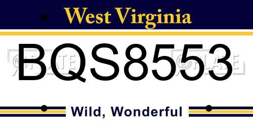 BQS8553 West Virginia License Plate