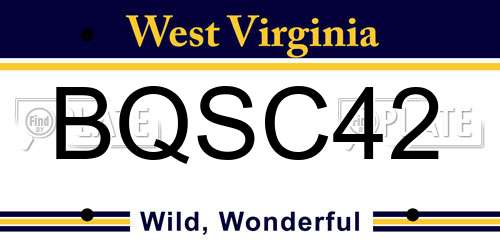 BQSC42 West Virginia License Plate