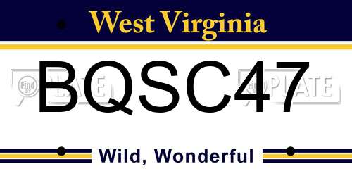 BQSC47 West Virginia License Plate