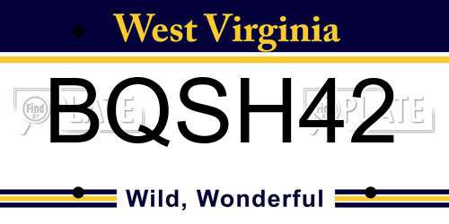 BQSH42 West Virginia License Plate