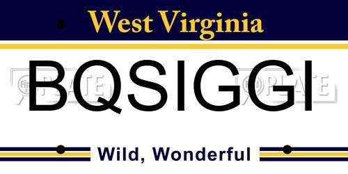 BQSIGGI West Virginia License Plate