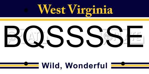 BQSSSSE West Virginia License Plate