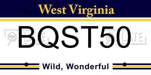 BQST50 West Virginia License Plate
