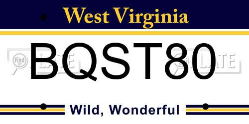 BQST80 West Virginia License Plate