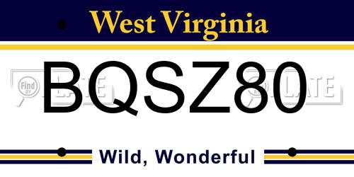 BQSZ80 West Virginia License Plate