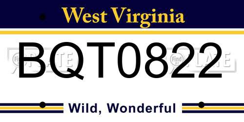 BQT0822 West Virginia License Plate
