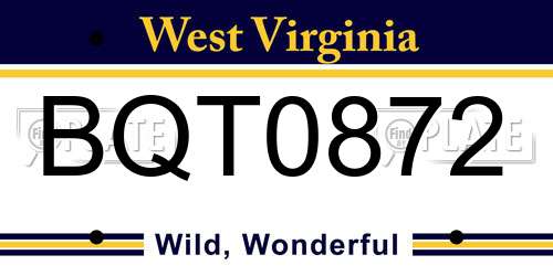 BQT0872 West Virginia License Plate