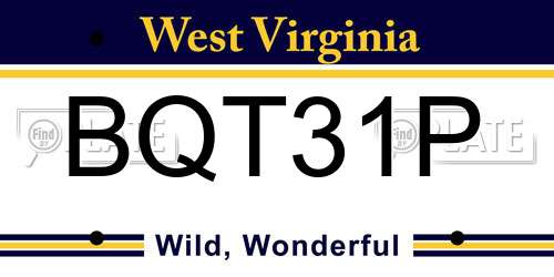 BQT31P West Virginia License Plate
