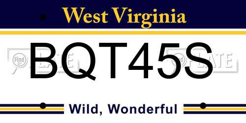 BQT45S West Virginia License Plate