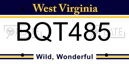 BQT485 West Virginia License Plate