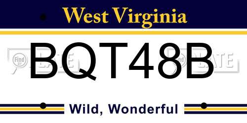 BQT48B West Virginia License Plate