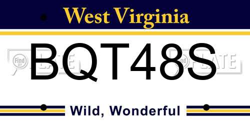 BQT48S West Virginia License Plate