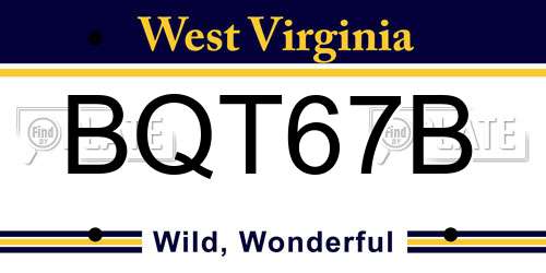 BQT67B West Virginia License Plate