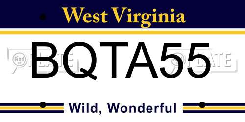 BQTA55 West Virginia License Plate
