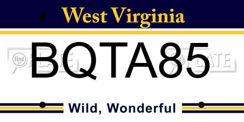 BQTA85 West Virginia License Plate