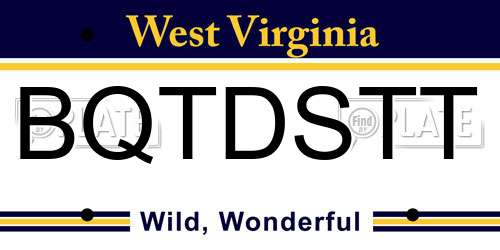 BQTDSTT West Virginia License Plate