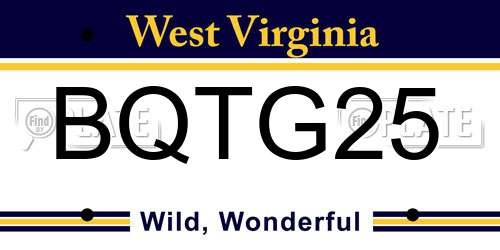 BQTG25 West Virginia License Plate