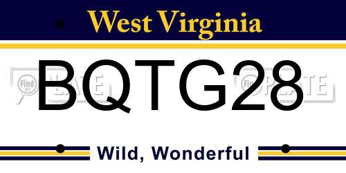 BQTG28 West Virginia License Plate