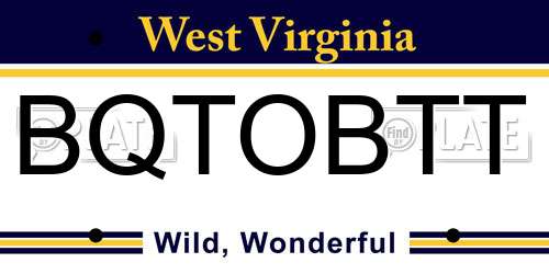 BQTOBTT West Virginia License Plate