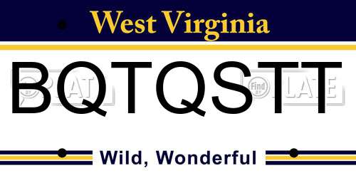 BQTQSTT West Virginia License Plate