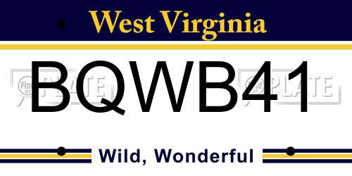 BQWB41 West Virginia License Plate