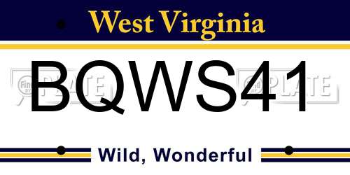 BQWS41 West Virginia License Plate