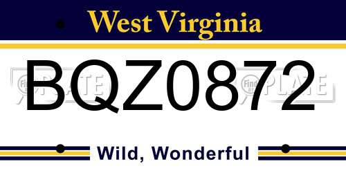 BQZ0872 West Virginia License Plate