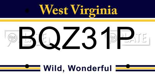 BQZ31P West Virginia License Plate