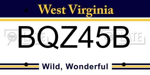 BQZ45B West Virginia License Plate