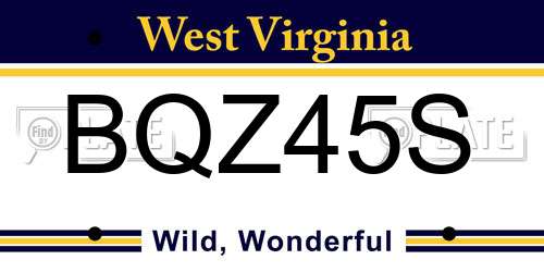 BQZ45S West Virginia License Plate