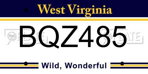 BQZ485 West Virginia License Plate