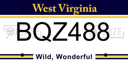 BQZ488 West Virginia License Plate
