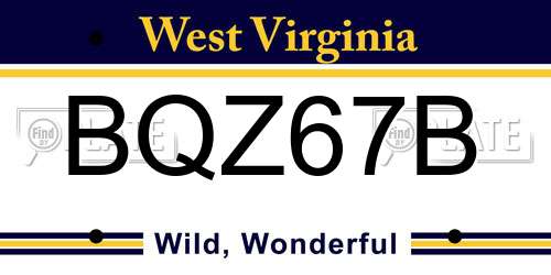 BQZ67B West Virginia License Plate