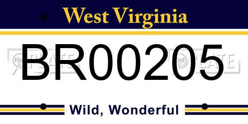BR00205 West Virginia License Plate