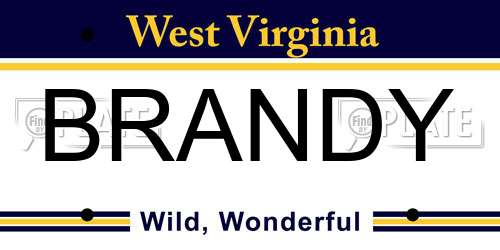 BRANDY West Virginia License Plate