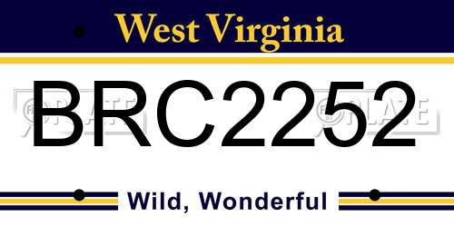 BRC2252 West Virginia License Plate