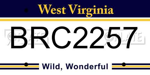 BRC2257 West Virginia License Plate