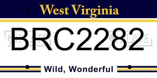 BRC2282 West Virginia License Plate