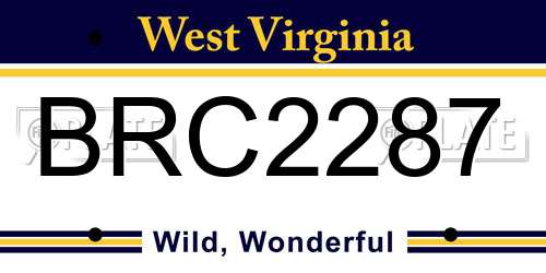 BRC2287 West Virginia License Plate