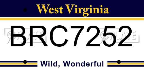 BRC7252 West Virginia License Plate