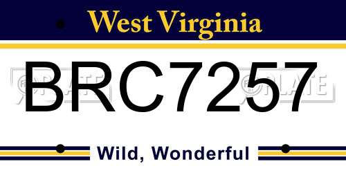 BRC7257 West Virginia License Plate