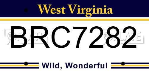 BRC7282 West Virginia License Plate