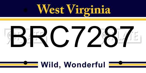 BRC7287 West Virginia License Plate
